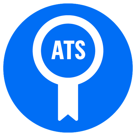 Graphic showing word ATS inside a rosette icon