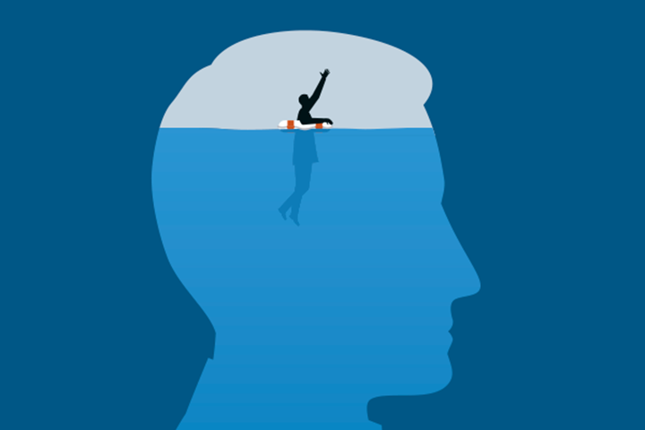 Graphic of swimming in head silhouette